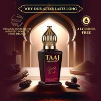 Bella Vita Luxury TAAJ Gold Oud Attar with Caramel, Rose, Jasmine & Orris for Men and Women, Non-Alcoholic Roll On, Long Lasting Fragrance, 12 ML 12ML