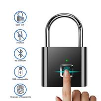Pirštų atspaudų pakabinama spyna Itin lengva Atidaroma vienu prisilietimu Pirštų atspaudų spyna su USB įkrovimu sporto salei juoda