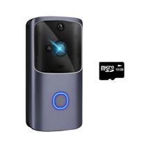 „WiFi“ durų skambutis „Smart Home 720P HD“ belaidis telefono durų skambutis, kamera, apsauga, vaizdo domofonas, IR naktinis matymas With 16G Card pilka