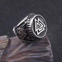 Vyriškas nerūdijančio plieno Vikingų keltų mazgo žiedas 7 black