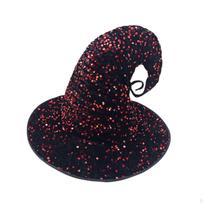 Elegant Witch Hat for Halloween Celebrations Red Sequins