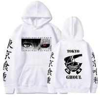 Tokyo Ghoul Anime gobtuvai Ken Kaneki Graphic Print Hoodies Vyriški laisvalaikio gatvės hiphopo megztiniai Laisvi gobtuvai XXXXL balta