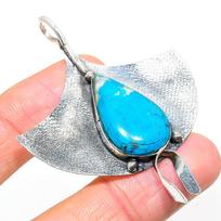 Natūralus Miego Turkio Akmuo 925 Prabaus Sidabro Pakabukas 2.60  r1L34 blue