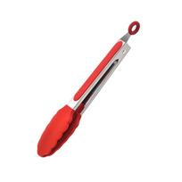 1 vnt virtuvės žnyplės, neslystančios išmaniosios nerūdijančio plieno kepimo žnyplės su silikonu. 9 inches raudona