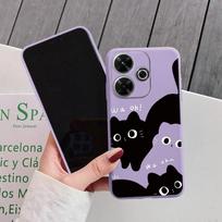 Black Cat minkštas silikoninis dėklas, skirtas Samsung A55 M35 S24 Xiaomi Redmi Note 13 Pro 13C 14 Poco C65 iPhone Huawei Honor 200 Realme fotoaparato smūgiams atsparus dangtelis Realme 12 5G balta