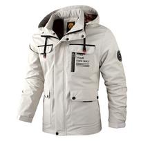 Vyriška laisvalaikio striukė Parka rudens/žiemos gobtuvu vyriška vienspalvė striukė lauke M balta