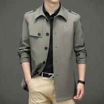 New Spring and Autumn Windbreaker Men's Mid-Length Windbreaker Coat Korean Style Slim and Handsome Men's Jacket 4XL black