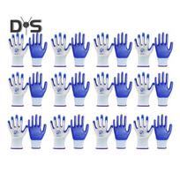 12 Pairs Labor Gloves Adjustable Wrist Five Fingers Anti-slip Thick Wear-resistant Safety Work Builder Gloves Mechanic Welding Gloves Carpentry mėlyna