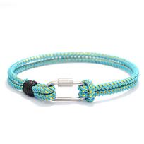 Double 3mm Macaron Color Milanese Braided Bracelet Women Stainless Steel Silver Mountaineering Buckle Outdoor Men Wrist Jewelry dangaus mėlyna spalva