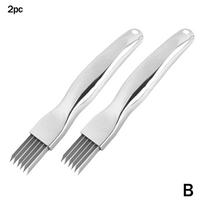 2PCS Stainless Steel Shred Silk The Knife Vegetable Chopper Food Cutter Green Cutter Kitchen Ga Z4W1 Flat handle-2pcs
