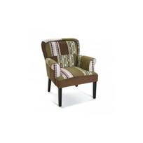 Fauteuil patchworks marron bois noir - VERSA - BOISE - Style vintage - Intérieur juoda