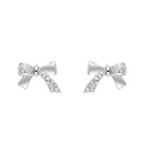 Boucles d'Oreilles - Leonce - Argent Massif Rhodié 925 - Motif Noeuds - Oxydes de zirconium - Système Poussettes sidabras