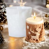 Christmas Tree Carving Cylindrical Candle Silicone Molds DIY Christmas Aromatherapy Handmade Candle Making Mould Holiday Decor