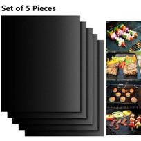 Kepsninės kilimėlis - BBQ - 5 vnt. rinkinys - 40cm x 33cm - Silikonas dengtas teflonu - Daugkartinio naudojimo