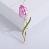 Japanese Exquisite Purple Tulip Brooch With High-End Temperament And Elegant Lady Brooch Accessories gray
