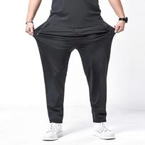 7XL vyriškas ledinis šilkas, itin plonas, elastingas, kietas audinys, plue dydžio ilgos kelnės, kasdieninės paprastos kelnės XL