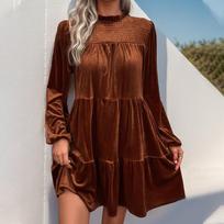 Moteriška suknelė ilgomis rankovėmis, nauja vientisos spalvos aksominė elegantiška suknelė XL black
