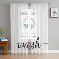 Washing Machine Modern Curtain For Living Room Transparent Tulle Curtains Window Sheer For The Bedroom Accessories Decor W135 x H114cm white