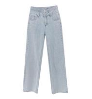 Spring Autumn Wide Leg Jeans Women Vintage Baggy High Waist Denim Pants Loose Straight Mom Jeans XL šviesiai mėlyna spalva