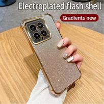 For Xiaomi Mi 14 Pro 13 13T 12 12X 12T 11i Glitter Plating Silicone Soft Case Mi14 Mi13t Mi12t Mi12 Four Corner Anti-shock Cover For Mi 14