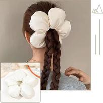 Minkšta pagalvėlė Elastinga plaukų juosta Guminė plaukų gumytė Moterims Prabangus dizainas Didelė gėlė Užpildyta medvilne Vienspalvė satino Ponytail surišimai Aksesuarai violetinė