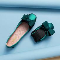 Fashion 2024 Women Soft Ballet Flat Shoes PU Womens Foldable Soft Square Toe Ballet Flats Butterfly Knot Loafers Woman Ballet Flats Shoe 3 tamsiai žalia spalva