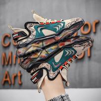 Fashion 2024 New Style Men's Shoes Popcorn Bottom Sneakers Trendy Men's Shoes Flying Woven Trendy Men's Shoes Design and Fashion 44 juoda