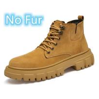 Fashion Plush Fur Motocross Boots for Men Outdoor Basic Boots Winter Autumn Suede Leather Boots Fashion new Hiking High Top Sneakers 38
