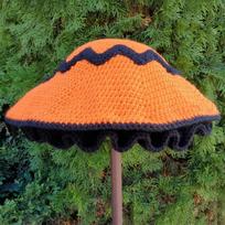 New handmade crocheted vertical striped tassel line cat ear hat, personalized and fashionable adult hat Adult 57-59cm black