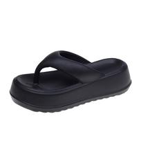 Fashion Women's summer flip-flops Casual shoes Outdoor fashion beach sandals Flat platform home bathroom slippers 36-37 black