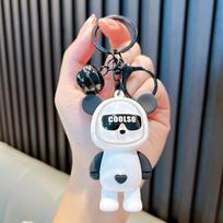 Cute Light Bulb Bear Key Chain Couple Bag Pendant Car Keyrings Children Schoolbag Gift black