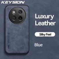 KEYSION Luxury Retro PU odinis dėklas, skirtas HONOR X9c minkštas silikonas + kompiuteris, atsparus smūgiams telefono dangtelis, skirtas Huawei Honor X9c 5G for Honor X9c mėlyna