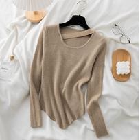 Chic Irregular Autumn Base Pullovers Sweaters Women Winter Fashion Slim Fit Casual Short Knitted Sweater Woman Elegant O Neck Knitwear Jumper 25482 One Size