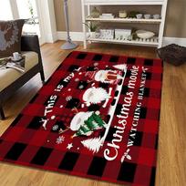 Christmas Santa Claus Red Plaid Print Area Rugs Non Slip Flannel Carpets for Home Living Room Bedroom Decor Washable Floor Mats 40X60cm-16x24in