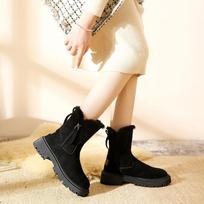 Snow Boots Women Winter Fur One-piece Snow Boots Women Plus Velvet Casual Short Boots Cotton Shoes Women 42 juoda