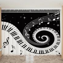 Custom Curtains Piano Drums Violin Guitar Musical Notes Printed Curtains for Music Studio Children's Bedroom Window Curtains 100W130H(CM)40x51in&rod pocket white