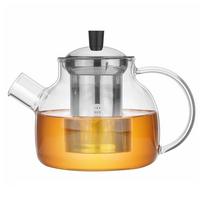 Karščiui atsparus stiklinis arbatinukas su nerūdijančio plieno infuzatoriumi skaidraus sutirštinto virdulio arbatos indas, skirtas kavai ruošti 800 / 1500 ml gray
