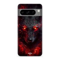 Case for Google Pixel 8 Pro Black wolf red fire juoda