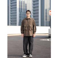 B Dong Ri Series Men's Clothing Retro Lazy Style Large Pocket Lapels Design Plaid Neutral Long Sleeve Shirt Coat Shirt M chaki