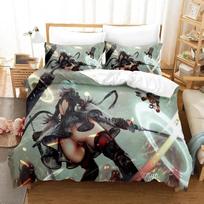 3D Print Game NieR Automata YoRHa No.2 Type B 2B Bedding Set Boys Girls Twin Queen Size Duvet Cover Pillowcase Bed Kids Adult 70x133cm 2pcs