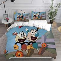 3D New Home Textiles Cartoon Cuphead Bedding Sets Comforter Quilt Bed Cover Duvet Cover Pillow Case Sets Kids Adult Size 70x133cm 2pcs white