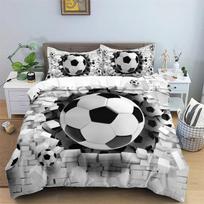 Futbolo patalynės komplektas 3D Futbolas Vaikams Antklodės užvalkalas Viengulis Dvigulis Sportinis Berniukui Namų tekstilė Antklodė Šiaurietiški užvalkalai lovai King Full 135x200cm 2pcs orange