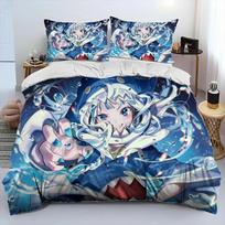 Cute Gawr Gura Hololive Anime Shark Bedding Set Duvet Cover Bed Set Quilt Cover Pillowcase Comforter king Queen Size Boys Adult 70x133cm 2pcs