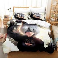 3D Print Anime Game NieR Automata 2B Bedding Set Boys Girls Twin Queen King Size Duvet Cover Pillowcase Bed boys Adult 2/3pcs 135X200cm
