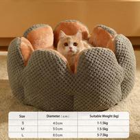 Cat Bed Petal-shaped Dog Beds Kennel Winter Warm Kitten House Soft Plush Round Basket Fluffy Puppy Cushion Mat Pet Suppiles 40cm brown