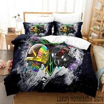 3D Print Daft Punk Bedding Set Duvet Cover Bed Set Quilt Cover Pillowcase Comforter king Queen Size Boys Adult Bedding Set EU Single 135x200cm black