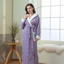Moteriškas storas chalatas, ilgas flanelinis chalatas, moteriškas chalatas su atlapais, žieminis naujas miego drabužis, vilnonis kimono chalatas XL žalia