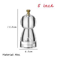 8 inch Acrylic Manual Pepper Grinder Salt Spice Grinder Seasoning Cruet Adjustable Herb Pepper Spice Grinding Home Kitchen Tool white