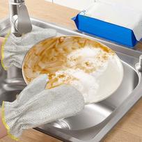 2 Pieces Multipurpose Wire Dishwashing Rags, Reusable Dish Cleaning Rags for Wet and Dry Argent