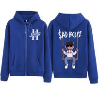 Junior H Sad Boyz Hooded Sweatshirt Zipper Harajuku Sweater Top Street Fan Gift Unisex XL blue